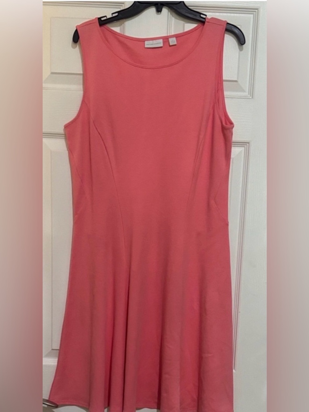 Coral Sleeveless Skater Dress Fit & Flare Classic Elegant - Picture 2 of 4